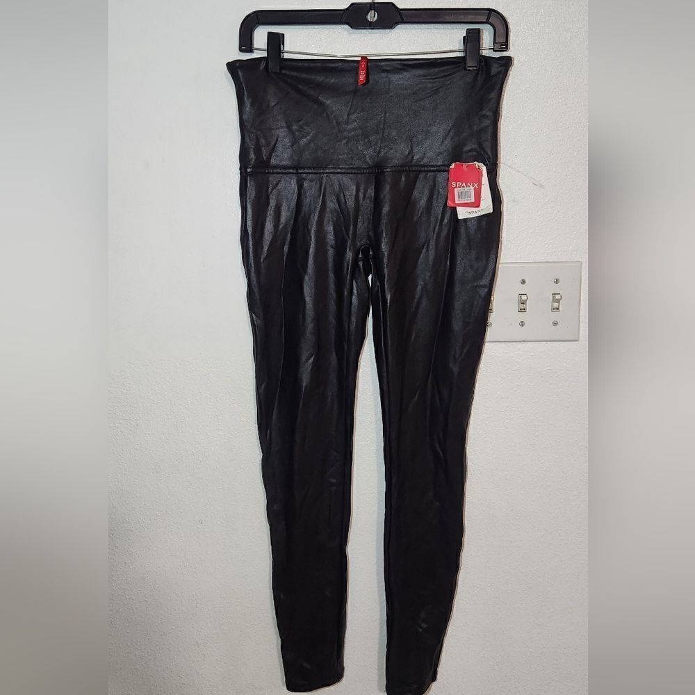 New Spanx Faux Leather Black Leggings Size XL - Picture 2 of 9